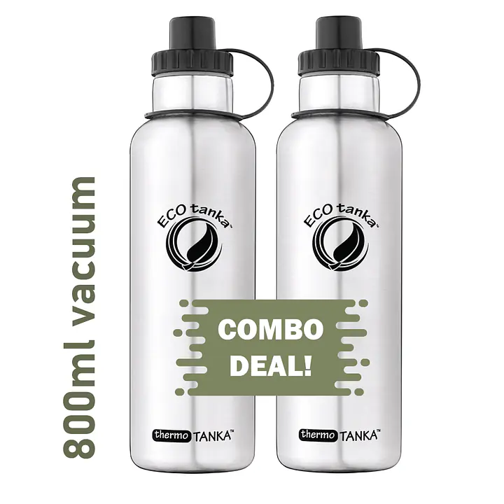 ecotanka thermoTANKA 800ml Double-Wall Vacuum Bottle with Sports Lid – Twin Pack - Master