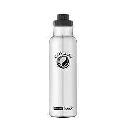 ecotanka 600ml thermoTANKA double-wall vacuum insulated stainless steel bottle with durable ScrewTOP lid, interchangeable with most supermarket soda bottle caps, BPA-free and reusable.